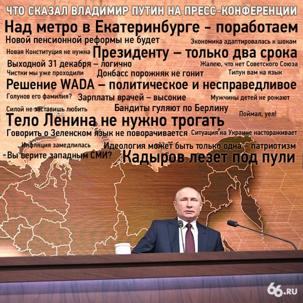 Четырехчасовая пресс-конференция Владимира Путина в одной картинке