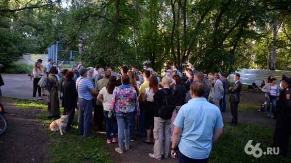 Сотня человек вышла в парк у Дворца молодежи, чтобы остановить вырубку деревьев