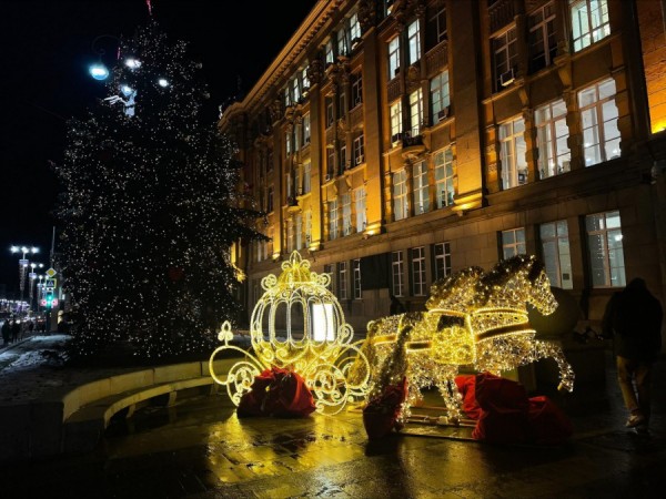 Ели у ратуши Екатеринбурга стали частью ансамбля новогоднего городка Ели у ратуши Екатеринбурга стали частью ансамбля новогоднего городка